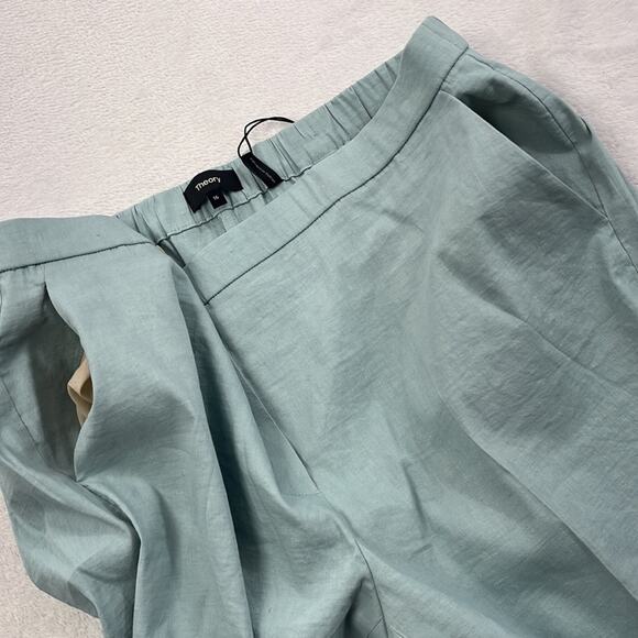 NEW Theory Linen Blend‎ Sky Blue Treeca Pull On Pants Women's 16 Eco Crunch Wash - Picture 13 of 16